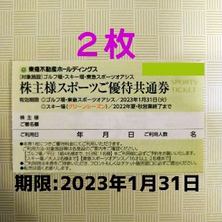 東急不動産ホールディングス　スポーツ優待券共通券　２枚　2023/1/31まで(フィットネスクラブ)