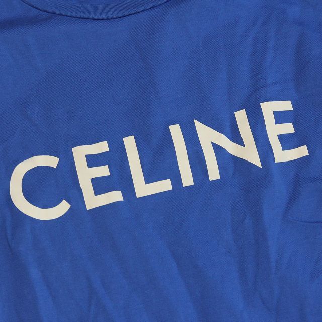 美品 セリーヌ ロゴ Tシャツ ブルー 青 CELINE L 2X681501F