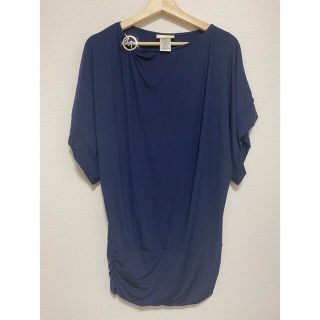 マイケルコース(Michael Kors)の美品　マイケルコース　服　ワンピース　ネイビー　シンプル　Tシャツ　トップス　S(Tシャツ(半袖/袖なし))