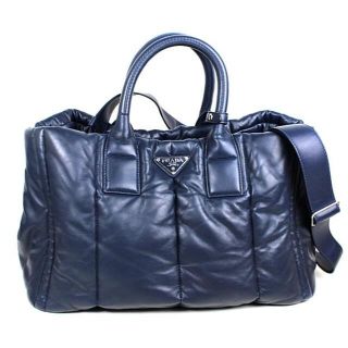 プラダ(PRADA)のプラダ トートバッグ ハンドバッグ　ネイビー　美品　２WAY　PRADA　ショル(トートバッグ)