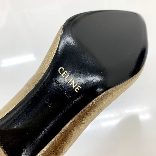 celine(セリーヌ)の4514 未使用 セリーヌ レザー パンプス ゴールド レディースの靴/シューズ(ハイヒール/パンプス)の商品写真