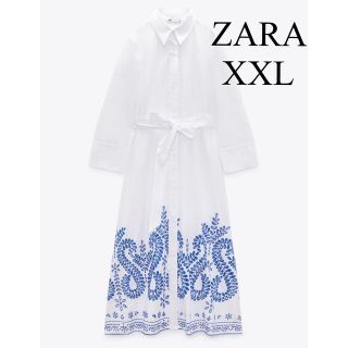 ザラ(ZARA)のZARA ザラ刺繍入りシャツワンピース　ロングワンピース(ロングワンピース/マキシワンピース)