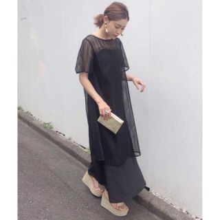 アメリヴィンテージ(Ameri VINTAGE)のAMERI BELTED MESH DRESS(ロングワンピース/マキシワンピース)