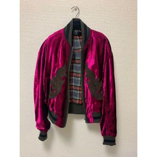 ハイダーアッカーマン(Haider Ackermann)のhaider ackermann レザーパッチ付ベロアブルゾンボンバージャケット(ブルゾン)