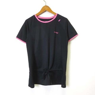 サッカニー(SAUCONY)のサッカニー Tシャツ ドライ カットソー ロゴ ドローコード半袖 L 黒 ピンク(その他)