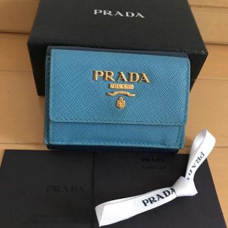 プラダ(PRADA)の極美品　PRADA プラダ　三つ折り財布　ミニ財布　バイカラー　マルチカラー  (財布)