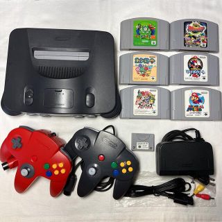 ニンテンドウ64(NINTENDO 64)の【マリオ64スマブラなどソフト6本付き】ニンテンドー64 本体 管理998(家庭用ゲーム機本体)