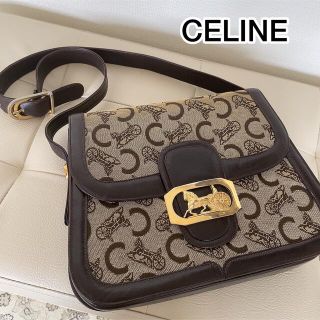 CELINE ショルダーバッグ マカダム柄 F/10 鍵ホック ゴールド金具