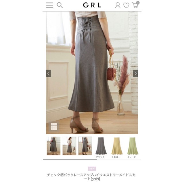 GRL(グレイル)のGRL  チェック柄バックレースアップハイウエストマーメイドスカート　S レディースのスカート(ロングスカート)の商品写真