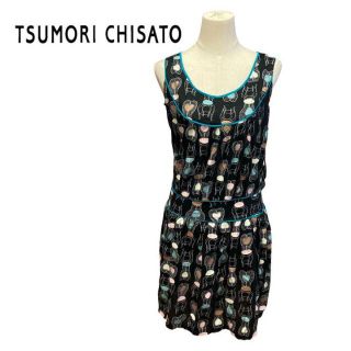 ツモリチサト(TSUMORI CHISATO)のTSUMORI CHISATO ツモリチサト　ワンピース　黒　グリーン　イス　2(ひざ丈ワンピース)