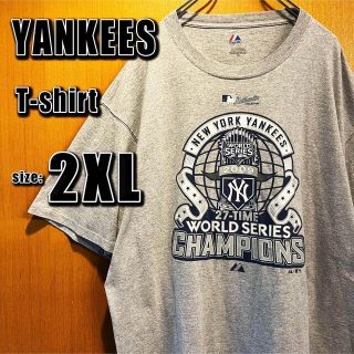 マジェスティック(Majestic)の【NY YANKEES】半袖Tシャツ　2XL グレー　ビッグサイズ(Tシャツ/カットソー(半袖/袖なし))