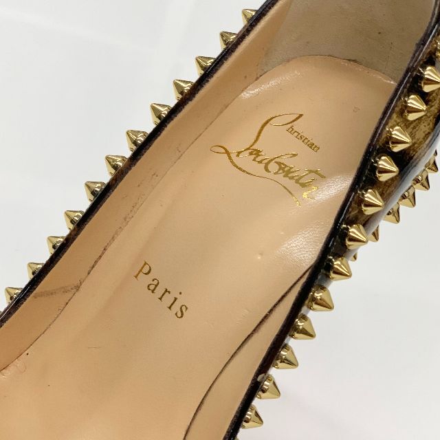 Christian Louboutin(クリスチャンルブタン)の4510 クリスチャンルブタン スパイク パテント レオパード パンプス レディースの靴/シューズ(ハイヒール/パンプス)の商品写真