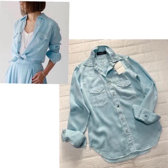 MADISONBLUE(マディソンブルー)の新品✨MADISONBLUE オーバーダイシャツ  サックスブルー レディースのトップス(シャツ/ブラウス(長袖/七分))の商品写真