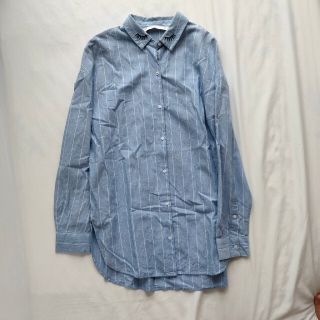 ザラ(ZARA)のZARA TRF オーバーサイズ ストライプシャツ(シャツ/ブラウス(長袖/七分))