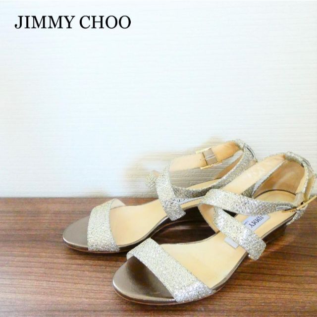 美品✨ジミーチュウ レース サンダル アンクルストラップ ブラック