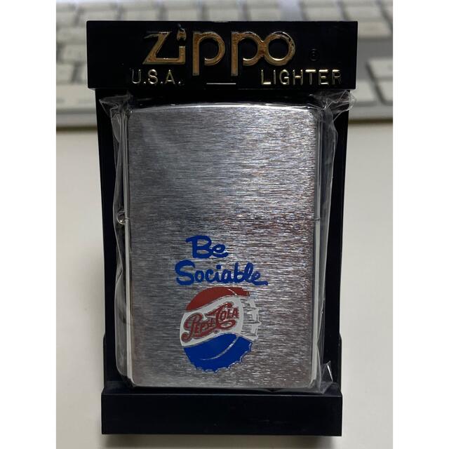 Zippo/ライター/ペプシコーラ/フタ/ソリッドブラス/シルバー/箱付/未使用-