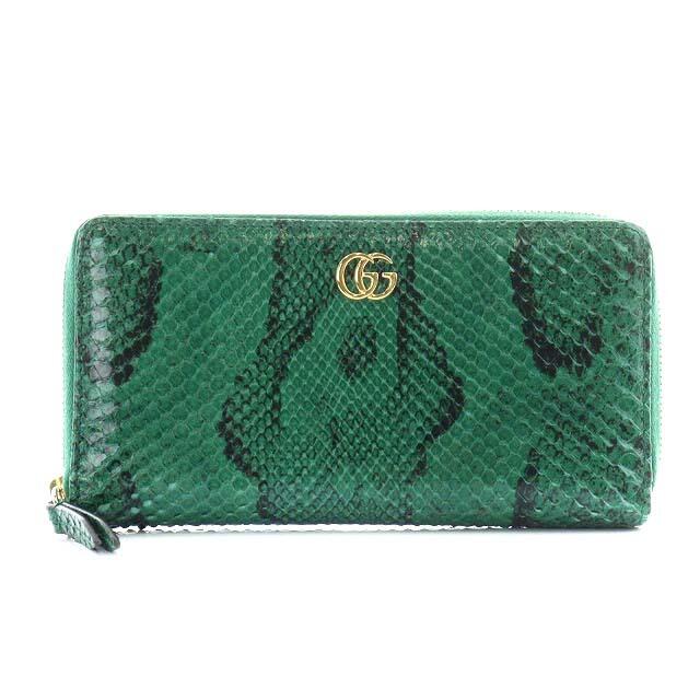 Gucci(グッチ)のグッチ GGマーモント 長財布 ラウンドファスナー パイソン スネーク 緑 レディースのファッション小物(財布)の商品写真