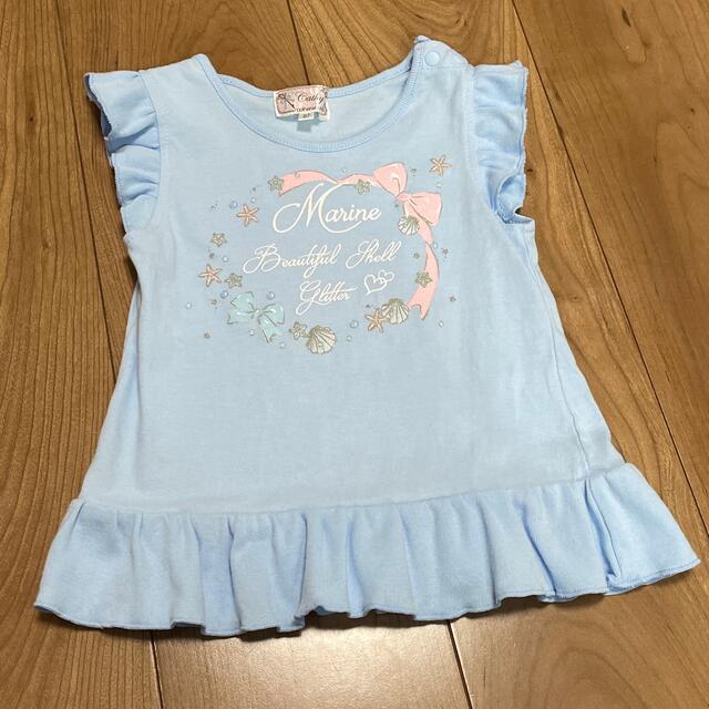 motherways(マザウェイズ)のマザウェイズ　Tシャツ　女の子　97cm  水色マリン キッズ/ベビー/マタニティのキッズ服女の子用(90cm~)(Tシャツ/カットソー)の商品写真