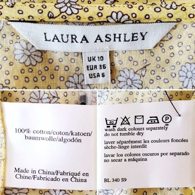 LAURA ASHLEY(ローラアシュレイ)のローラアシュレイ LAURAASHLEY 黄 小花柄 ブラウス チュニック レディースのトップス(シャツ/ブラウス(半袖/袖なし))の商品写真