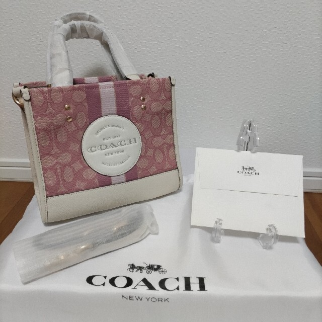 COACH コーチ トートバッグ ハンドバッグ ジャガード レザーピンク未使用