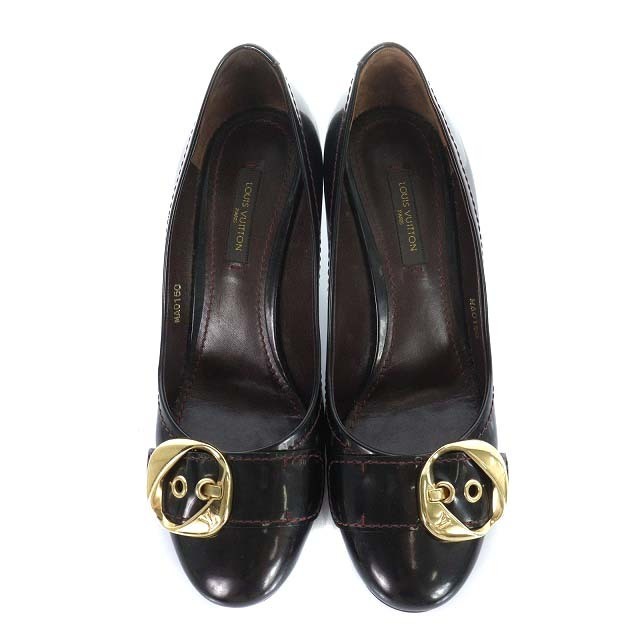 LOUIS VUITTON(ルイヴィトン)のルイヴィトン パンプス エナメル ラウンドトゥ ハイヒール 36 23cm 黒 レディースの靴/シューズ(ハイヒール/パンプス)の商品写真