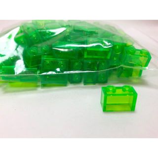 レゴ(Lego)の【新品未使用】レゴ　ブロック　1x2 トランスブライトグリーン　100個(その他)