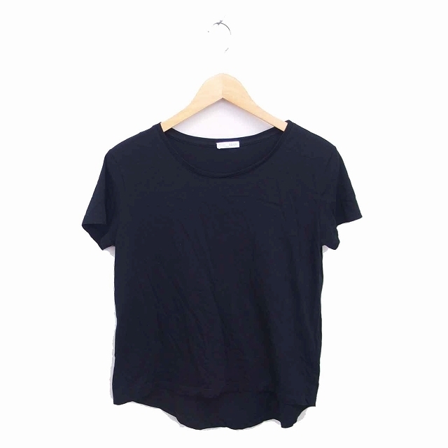 ZARA(ザラ)のザラ ZARA Tシャツ カットソー ボートネック 半袖 S 黒 ブラック レディースのトップス(Tシャツ(半袖/袖なし))の商品写真