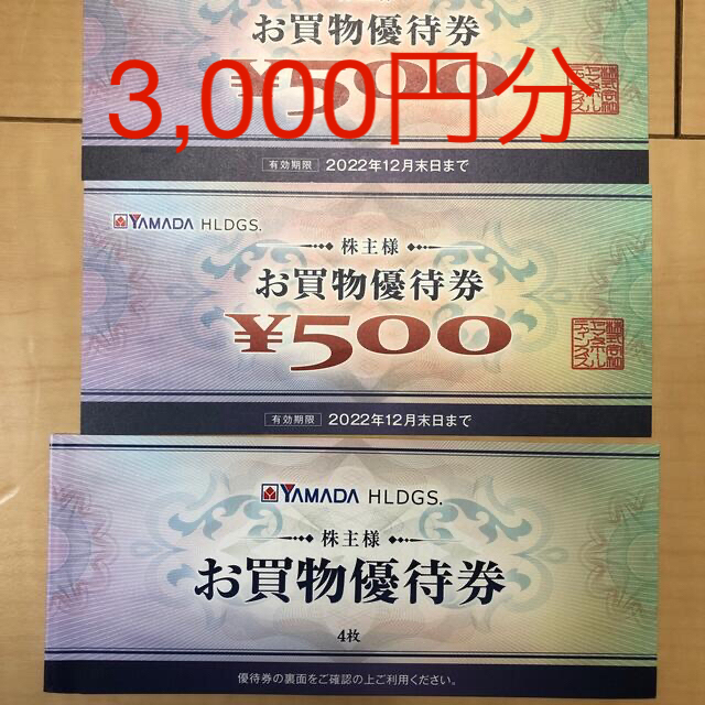 ヤマダ電機 YAMADA お買物優待券 3000円分 2022年12月31日まで チケットの優待券/割引券(ショッピング)の商品写真