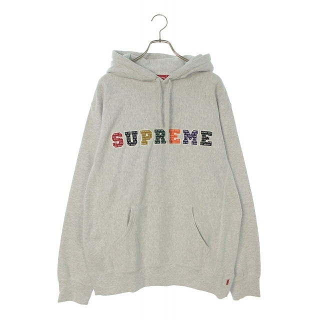 美品】SUPREME シュプリーム パーカー プルオーバー 紺 泡 アーチロゴ-