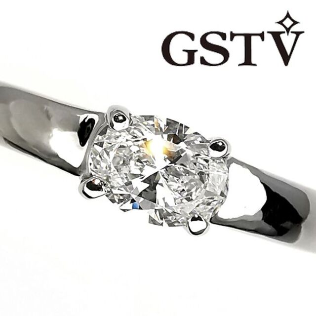 GSTV Pt999 オーバル ダイヤモンド リング 0.303 D VVS2