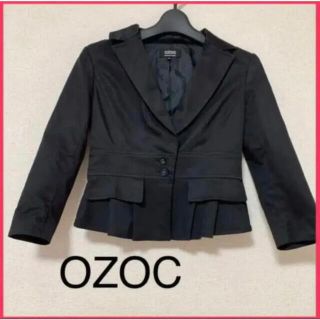 オゾック(OZOC)のOZOC レディース ジャケット ショート丈 黒 無地 トップス 長袖(テーラードジャケット)