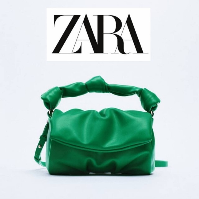 新品】ZARA ビーズ ショルダーバッグ グリーン - ハンドバッグ