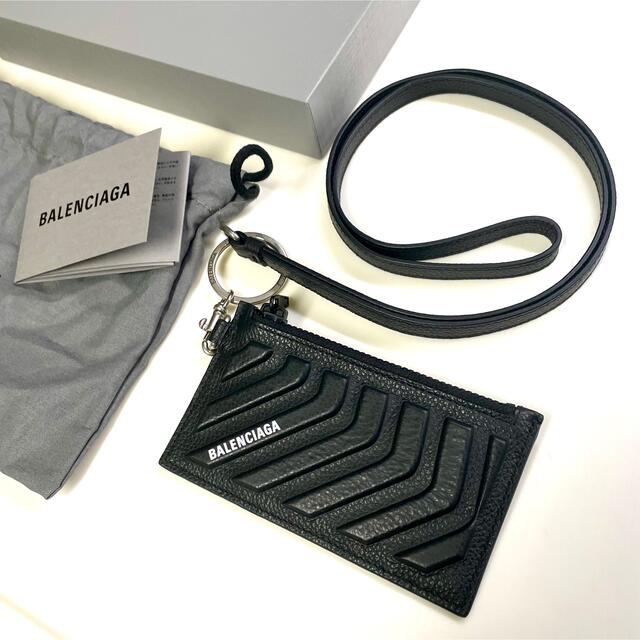 【新品未使用】 BALENCIAGA バレンシアガ カードケース 定期入れ CASH CARD CASE ON KEYRING 6834252103I 【BLACK】