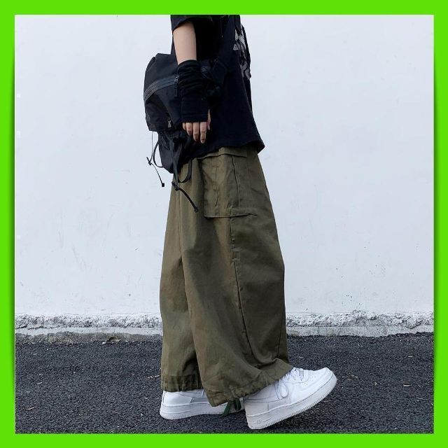 カーゴパンツ ワイド ボトムス ユニセックス メンズ 袴パンツ ダボ 黒 XL 通販