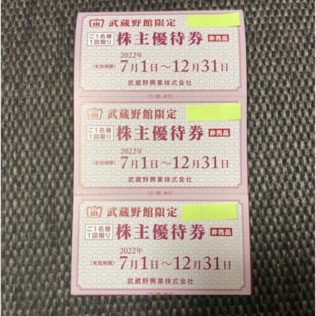 ⭐︎最新⭐︎2022年12月末有効 武蔵野興業　株主優待券&株主優待割引券 チケットの映画(その他)の商品写真