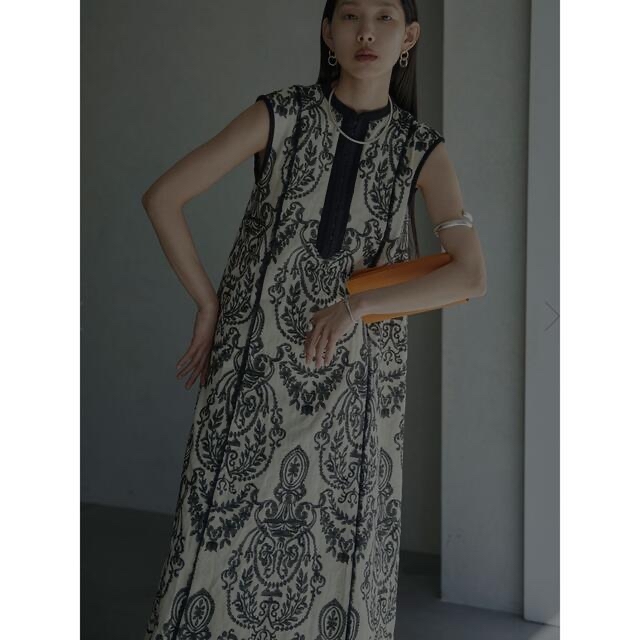 レディース値下げ【タグ有】DAMASK EMBROIDERY LINEN DRESS