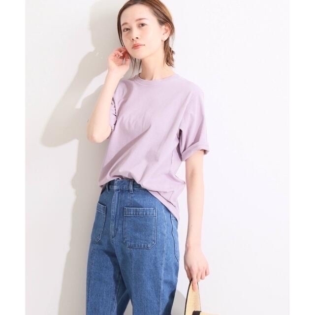 IENA(イエナ)のIENA LA BOUCLE コットンツイスト バイオTシャツ　パープル レディースのトップス(Tシャツ(半袖/袖なし))の商品写真