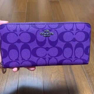 コーチ(COACH)の複数購入割　ショプバ・箱付き4452 パープルシグネチャー　ウォレットリスト付き(財布)