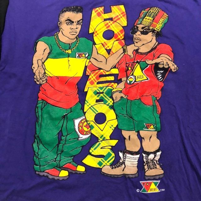 CROSS COLOURS(クロスカラーズ)の90s YO! Brother フード付き Tシャツ パープル XL B系 メンズのトップス(Tシャツ/カットソー(半袖/袖なし))の商品写真