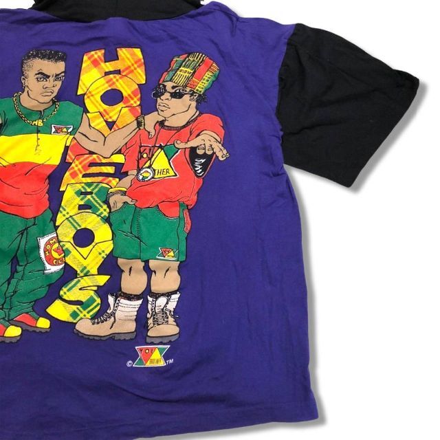 CROSS COLOURS(クロスカラーズ)の90s YO! Brother フード付き Tシャツ パープル XL B系 メンズのトップス(Tシャツ/カットソー(半袖/袖なし))の商品写真