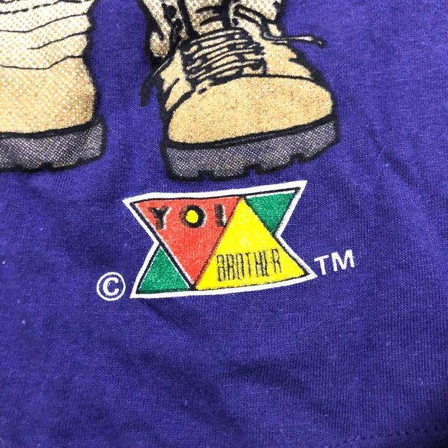 CROSS COLOURS(クロスカラーズ)の90s YO! Brother フード付き Tシャツ パープル XL B系 メンズのトップス(Tシャツ/カットソー(半袖/袖なし))の商品写真