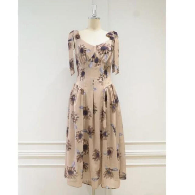 【Her lip to】Sunflower-printed Midi Dress 4