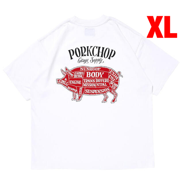 XL porkchop PORK BACK TEE ホワイトTシャツ/カットソー(半袖/袖なし)