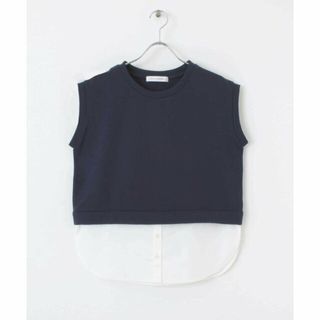 アーバンリサーチ(URBAN RESEARCH)の【NAVY】シャツレイヤード風フレンチスリーブカットソー(カットソー(長袖/七分))