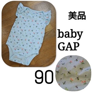 babyGAP - 美品 babyGap 肩フリル ロンパース 蜂 花柄 90