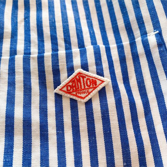 DANTON(ダントン)のDANTON ダントン リネン混 半袖シャツ 羽織 ストライプ レディースL相当 レディースのトップス(シャツ/ブラウス(半袖/袖なし))の商品写真
