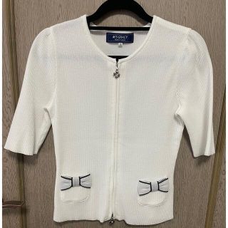 美品 M'S GRACY 肩リボン ストライプ カットソー ブルー 38 美品 M'S GRACY 肩リボン ストライプ カットソー ブルー 38（美