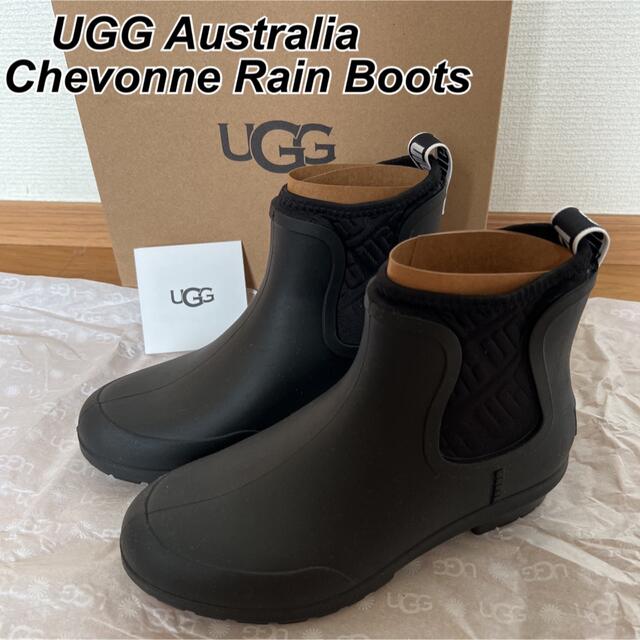 新品 UGG アグ レインブーツ 長靴 ショートブーツ 防水 ブラック 23㎝