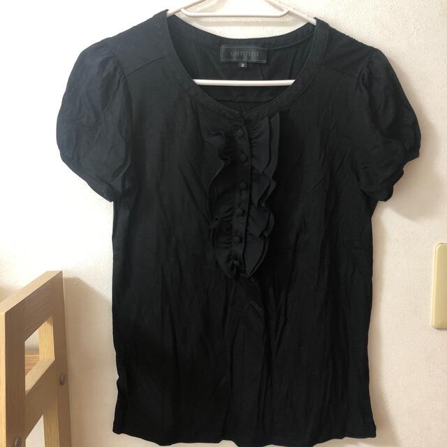 UNTITLED(アンタイトル)のアンタイトル　UNTITLED 半袖ブラウス　ブラック　サイズ2 レディースのトップス(シャツ/ブラウス(半袖/袖なし))の商品写真