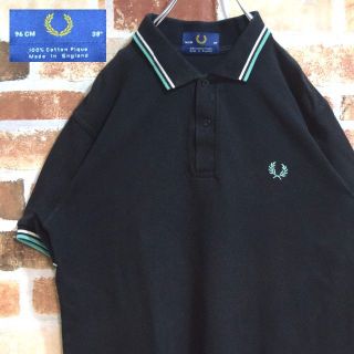 フレッドペリー(FRED PERRY)の《フレッドペリー》英国製　ブラック　刺繍ロゴ　M相当　ポロシャツ(ポロシャツ)